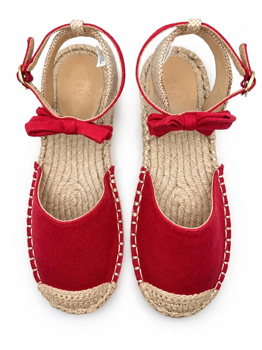 Janie and Jack Girls Bow Espadrille Sandals Red Size 1 Kids Ankle Strap Shoes